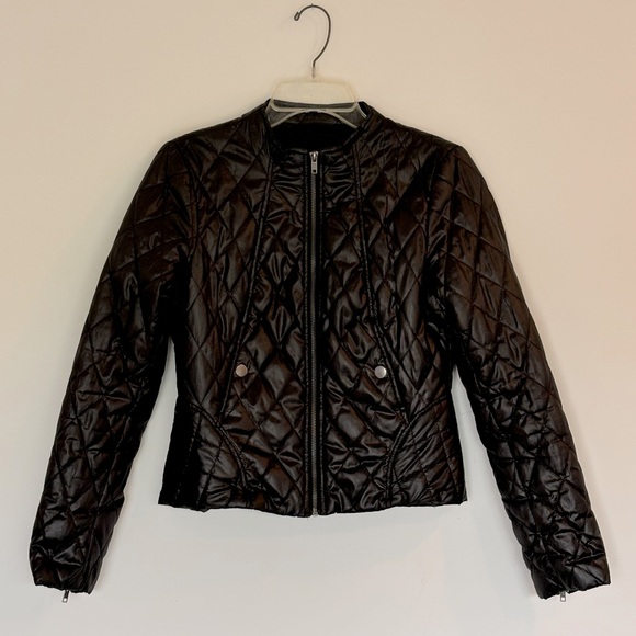 Black puffy quilted, Bomber jacket, waist high, H&M, size 8 (EU 38) - Picture 1 of 9
